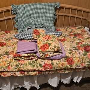 Ralph Lauren 12-piece Twin Floral Bedding Set With Purple & Green Accents.